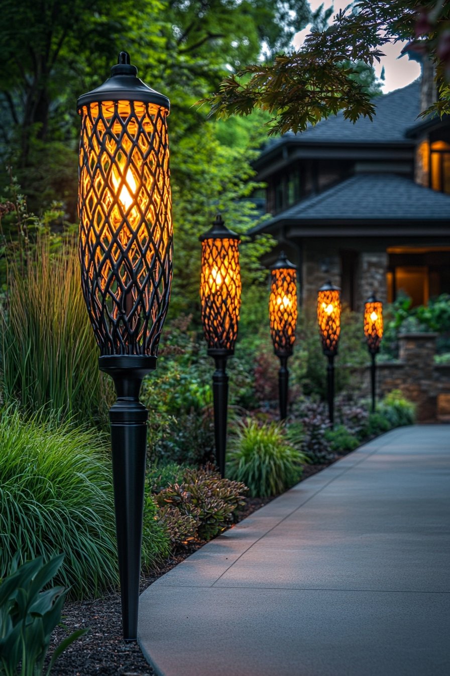 Illuminate Your Path with Intricate Torch-Style Lanterns