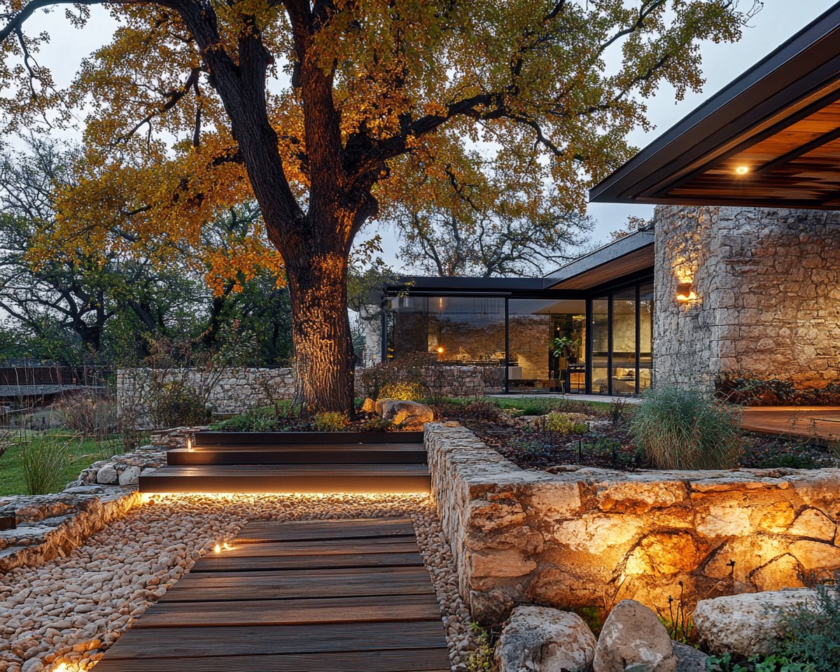 Incorporate Warm Pathway Lighting for a Rustic Garden Charm