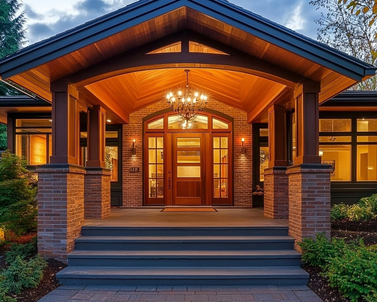 Install a Statement Chandelier for a Grand Front Porch