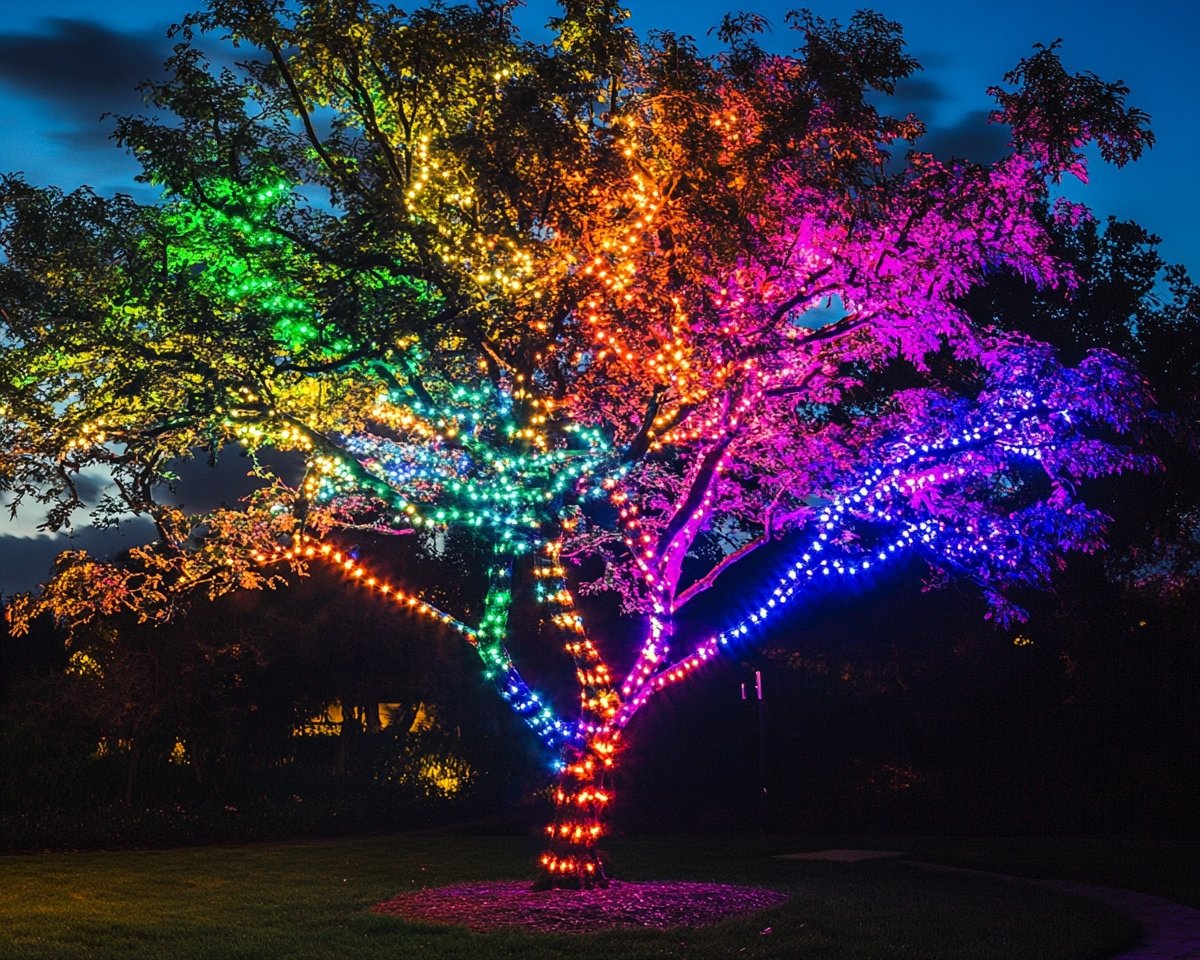 Rainbow String Lights for a Vibrant Tree Display