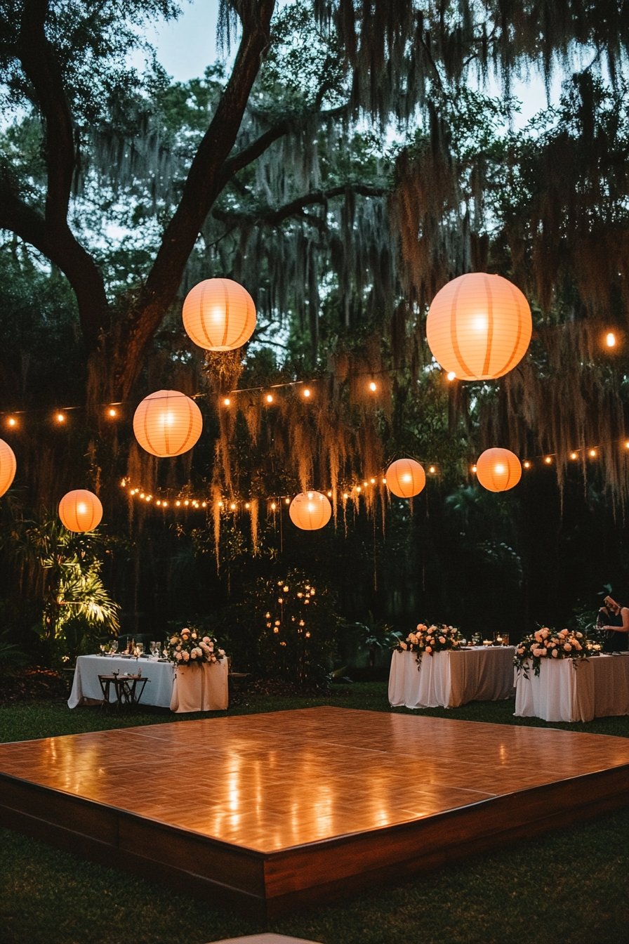 Romantic Lantern-Lit Dance Floor for Outdoor Charm