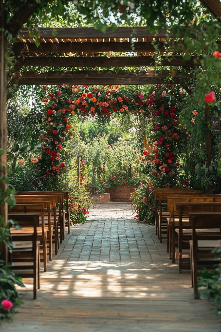 Rustic Garden Wedding with a Floral Archway