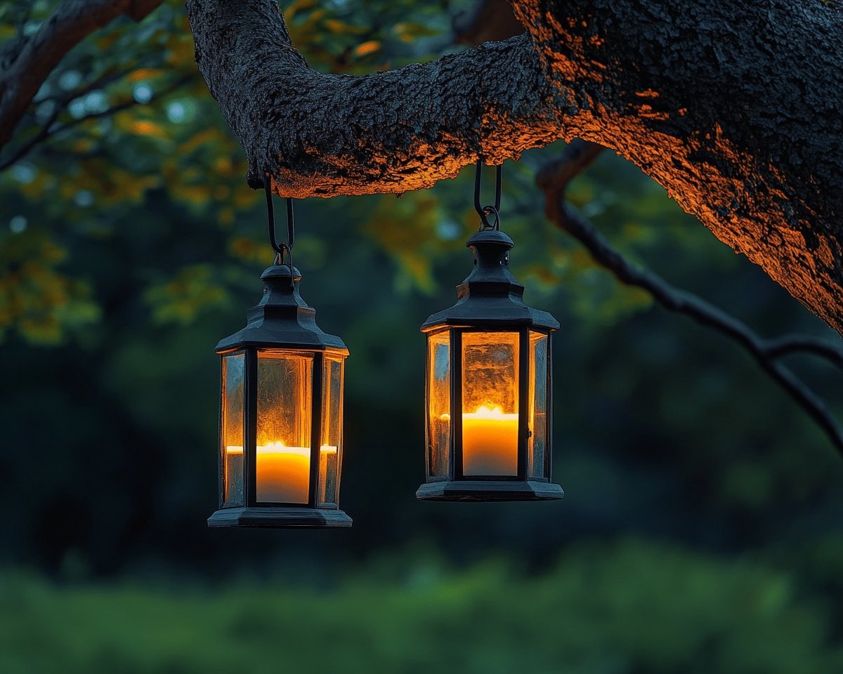 Rustic Hanging Lanterns for Tree Elegance