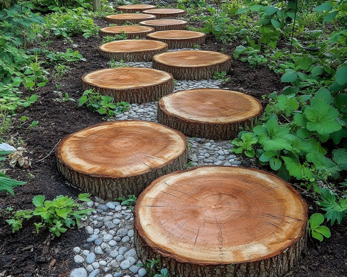 Rustic Log Slice Pathway