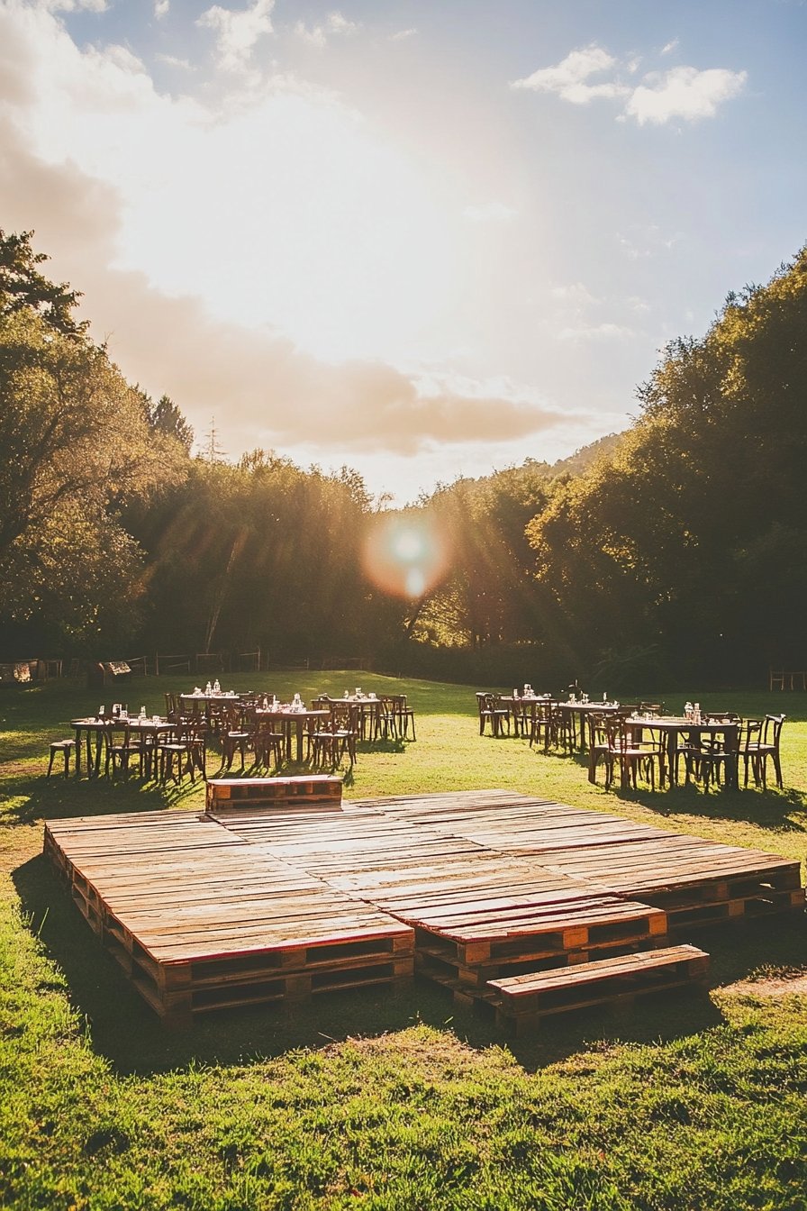 Rustic Wooden Pallet Dance Floor