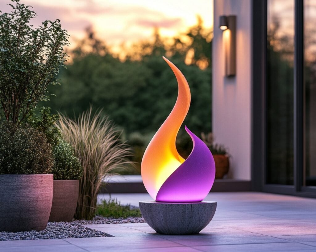 Sculptural LED Flame Light for Modern Balconies