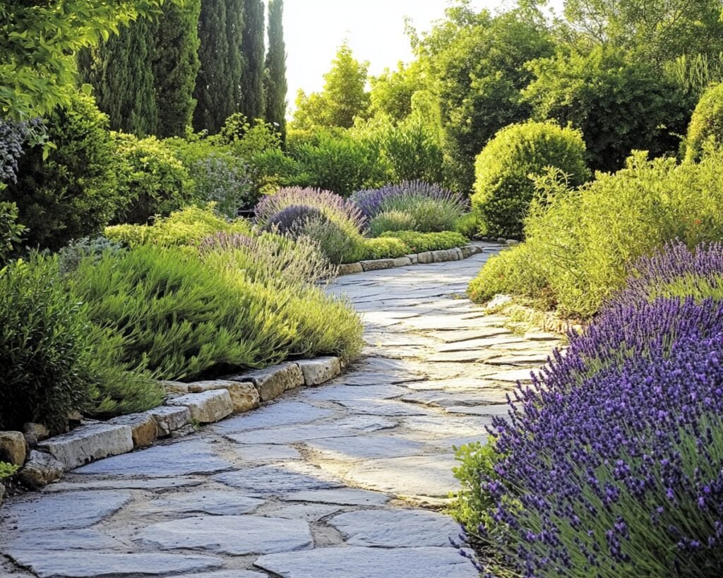 Stone Pathway with Lavender Bliss