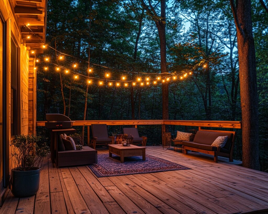 String Edison Bulb Lights Across the Deck for Warmth