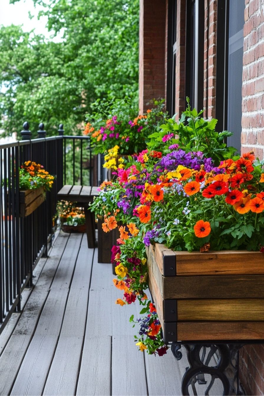 Transform Your Balcony with Vibrant Wooden Planter Screens