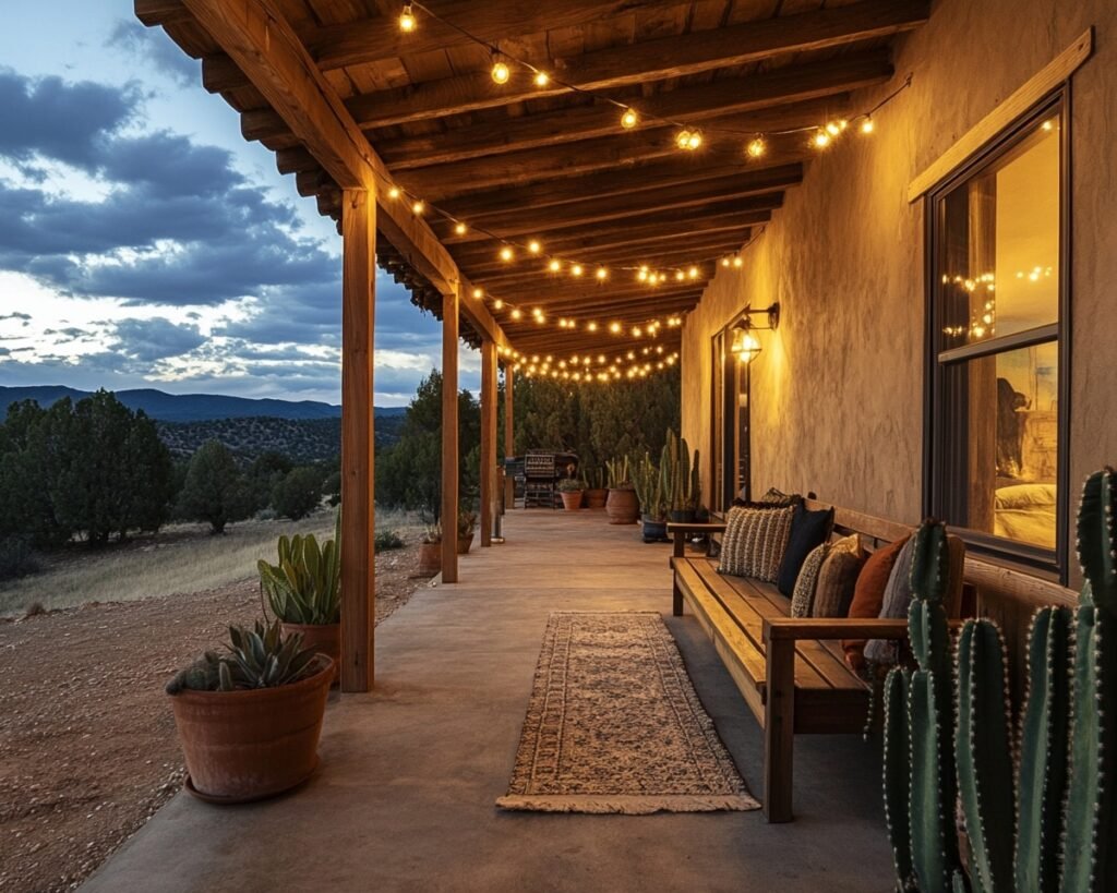 Warm String Lights for a Relaxing Porch