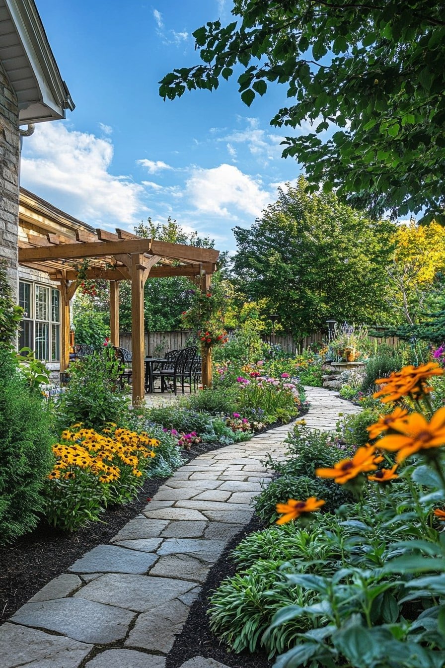 charming garden with an arbor