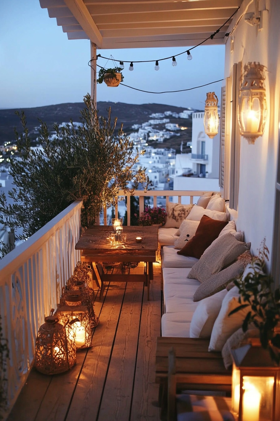 A cozy balcony with lots of candles night time a vi 3