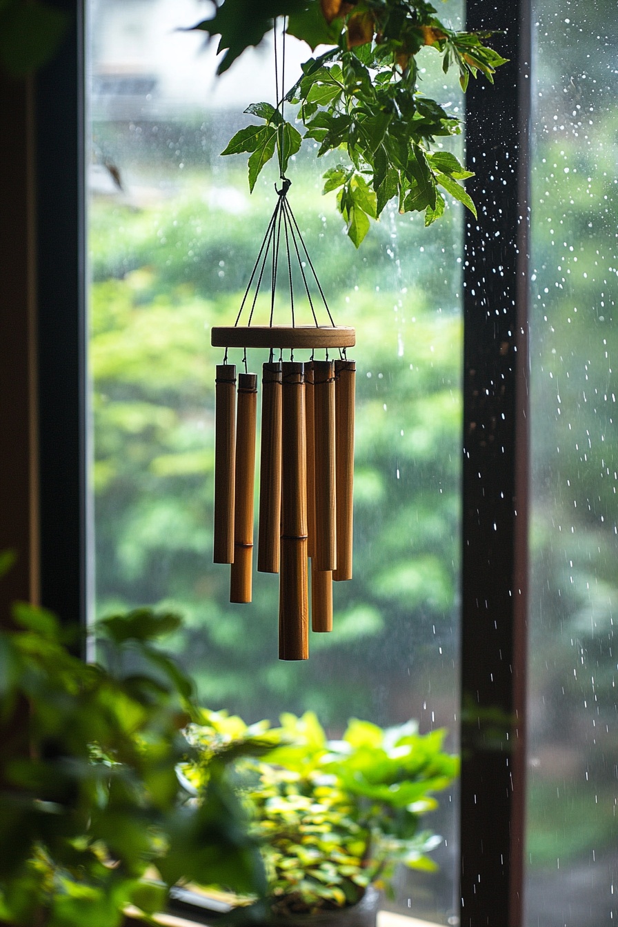 A photo of an elegant wind chime hanging on the bal 3