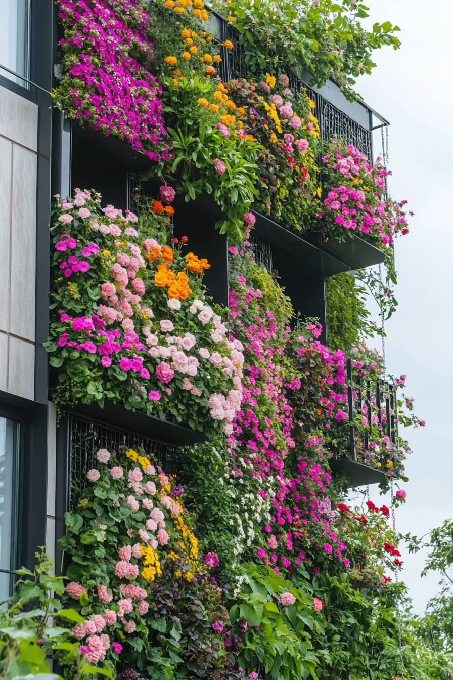 A vertical garden on the balcony of an apartment bu b