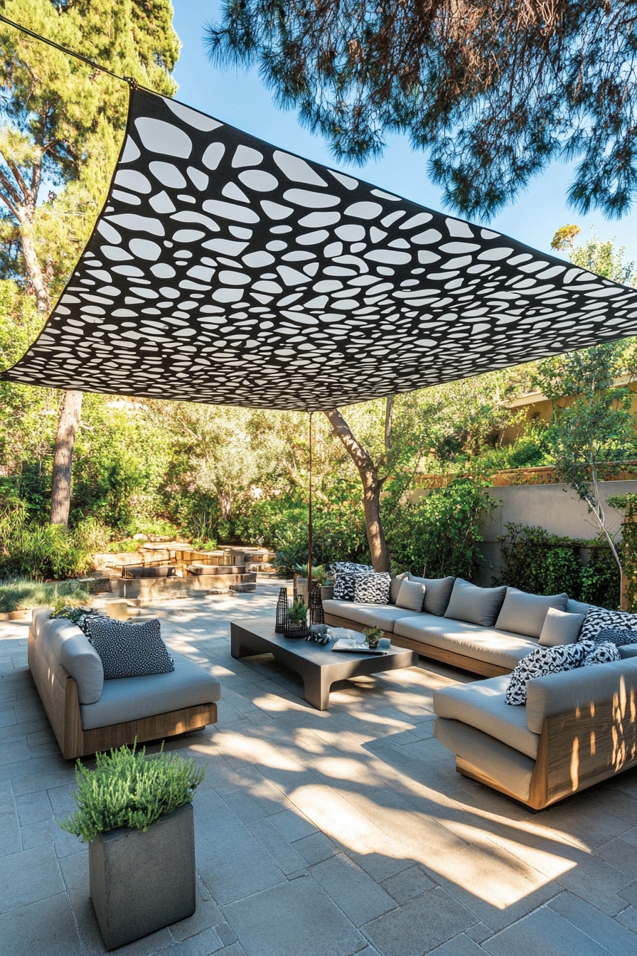 A_large_outdoor_sun-shade_canopy_with_black_and_whi_9