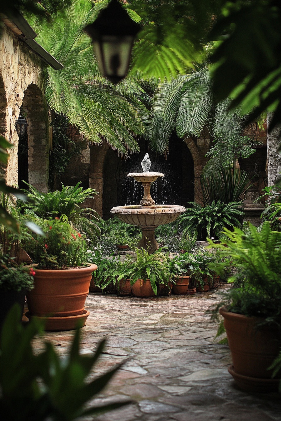 A_small_courtyard_surrounded_by_lush_ferns_and_pott_d6